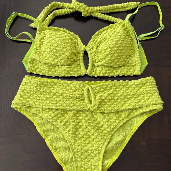 MODLILY DESIGN Cut Out Circular Ring Avocado Green Bikini Set - SZ M - Picture 1 of 7